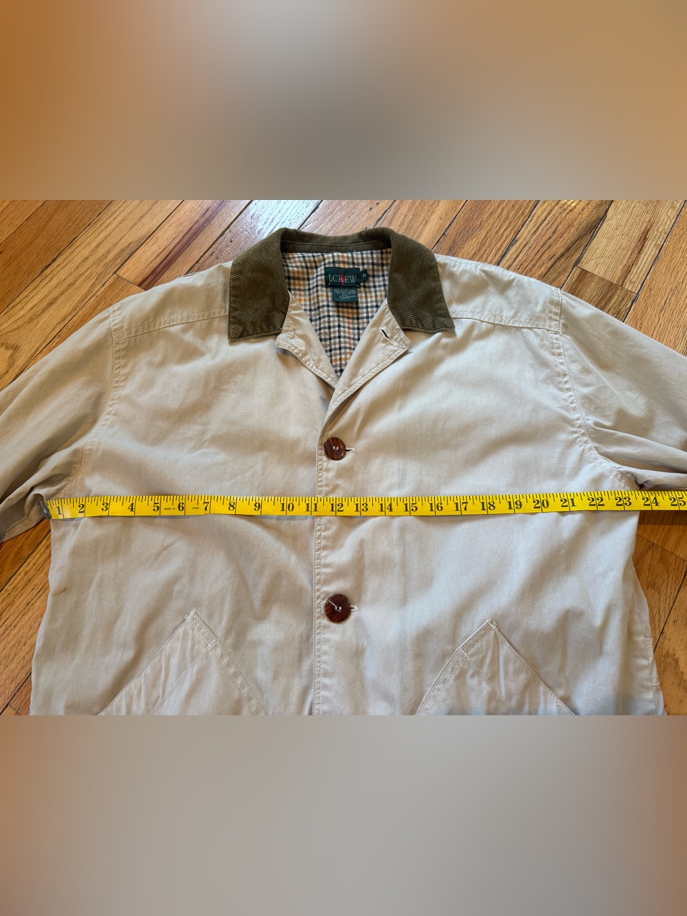 Vtg J. Crew Oarsman Corduroy Collar Barn Jacket Chore Coat Field Men’s Sz M Tan - Picture 7 of 16
